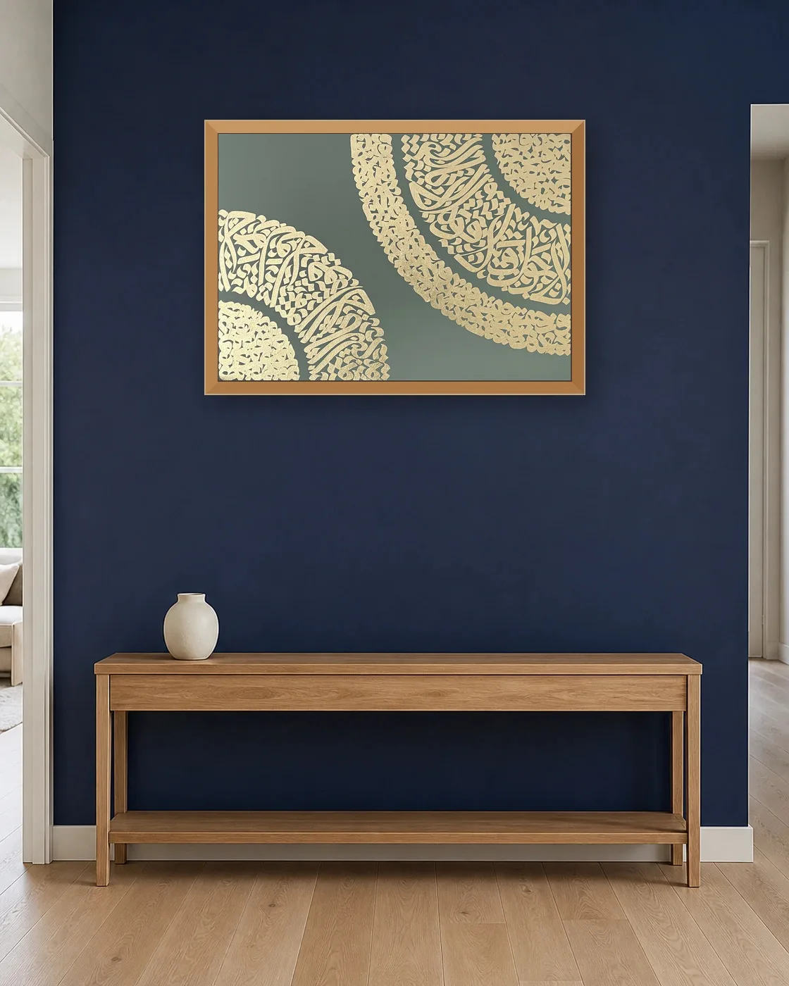 calligraphy-painting-peydashodam-100x70-horizontal__hallway__navy-blue